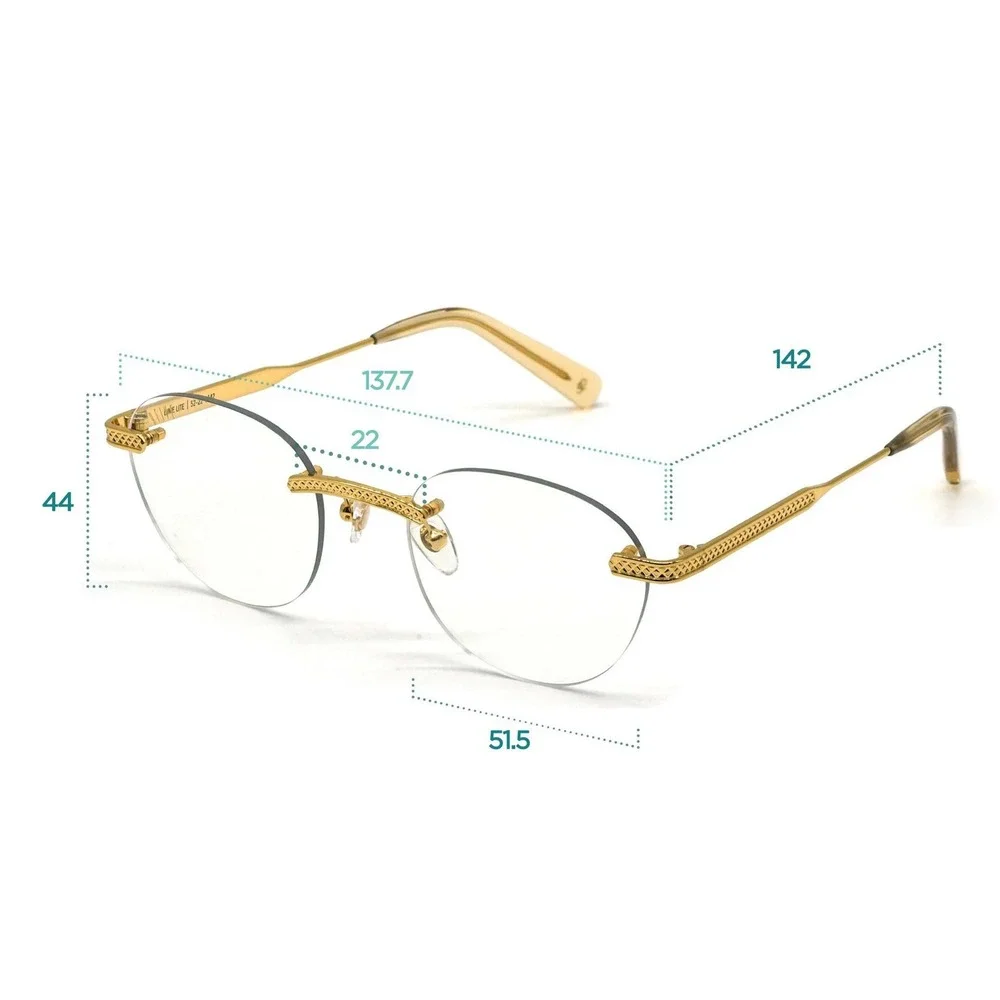 Mens Rimless Round Sunglasses Gold Metal Vintage Frame Purple Gradient Lens 2026